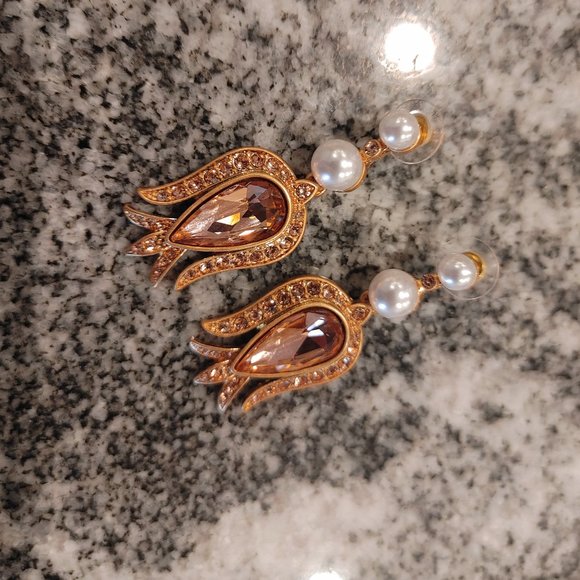 Oscar de la Renta Crystal Earrings (for pierced ears) Made in USA - Picture 2 of 16